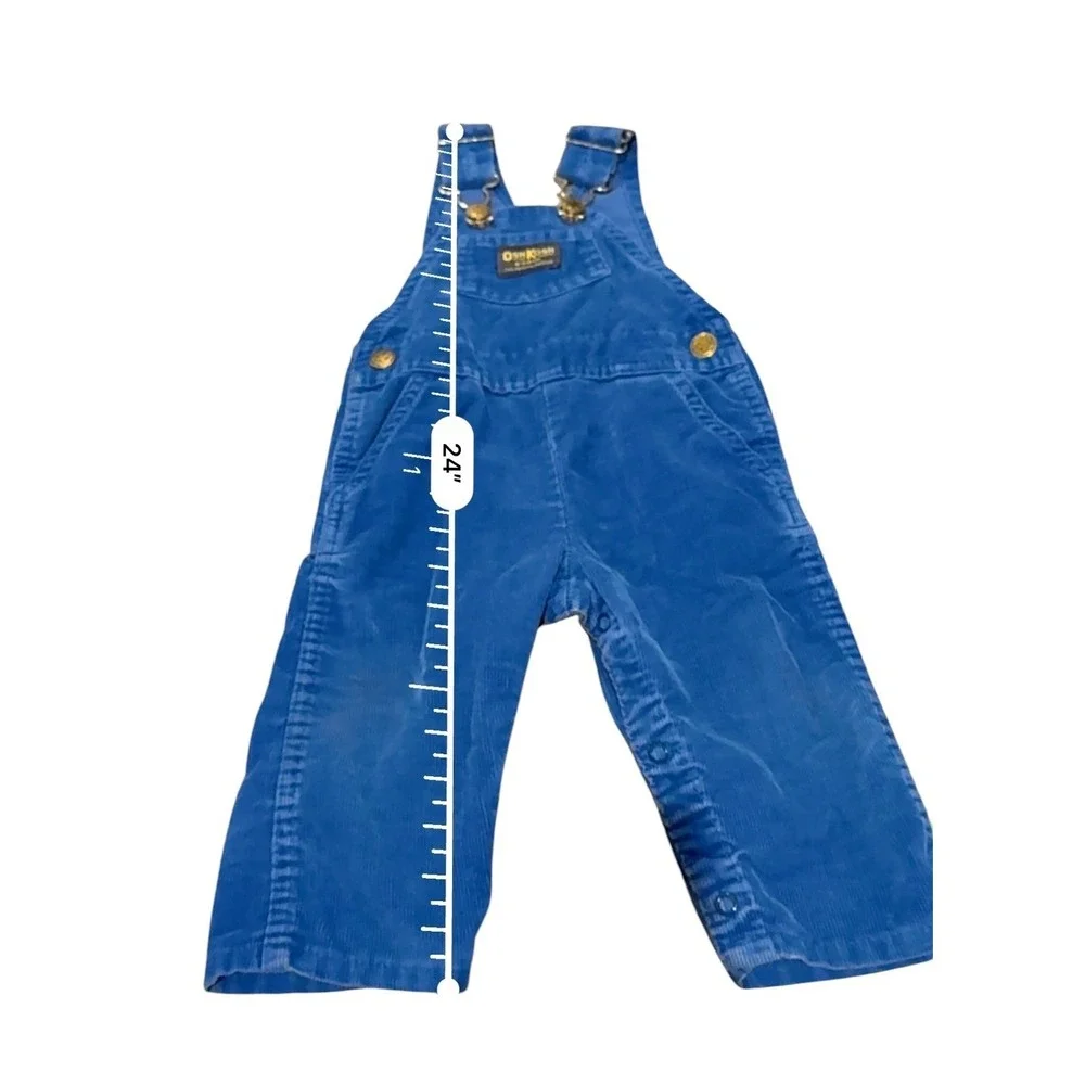 Vintage OshKosh B'Gosh Vestbak Overalls 18M Blue Corduroy Snap Leg USA